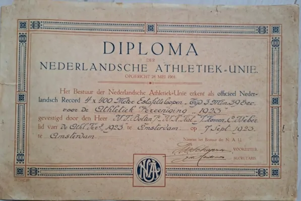 AV’23 liep al Nederlands record vóór oprichting van de club <h4>Bijzondere vondst in archief</h4>